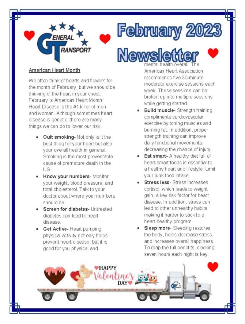 General Transport February 2023 Newsletter